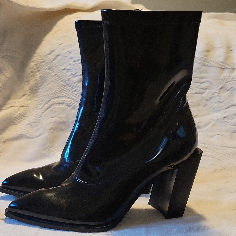Jeffrey Campbell Glossy Black Heeled Boots